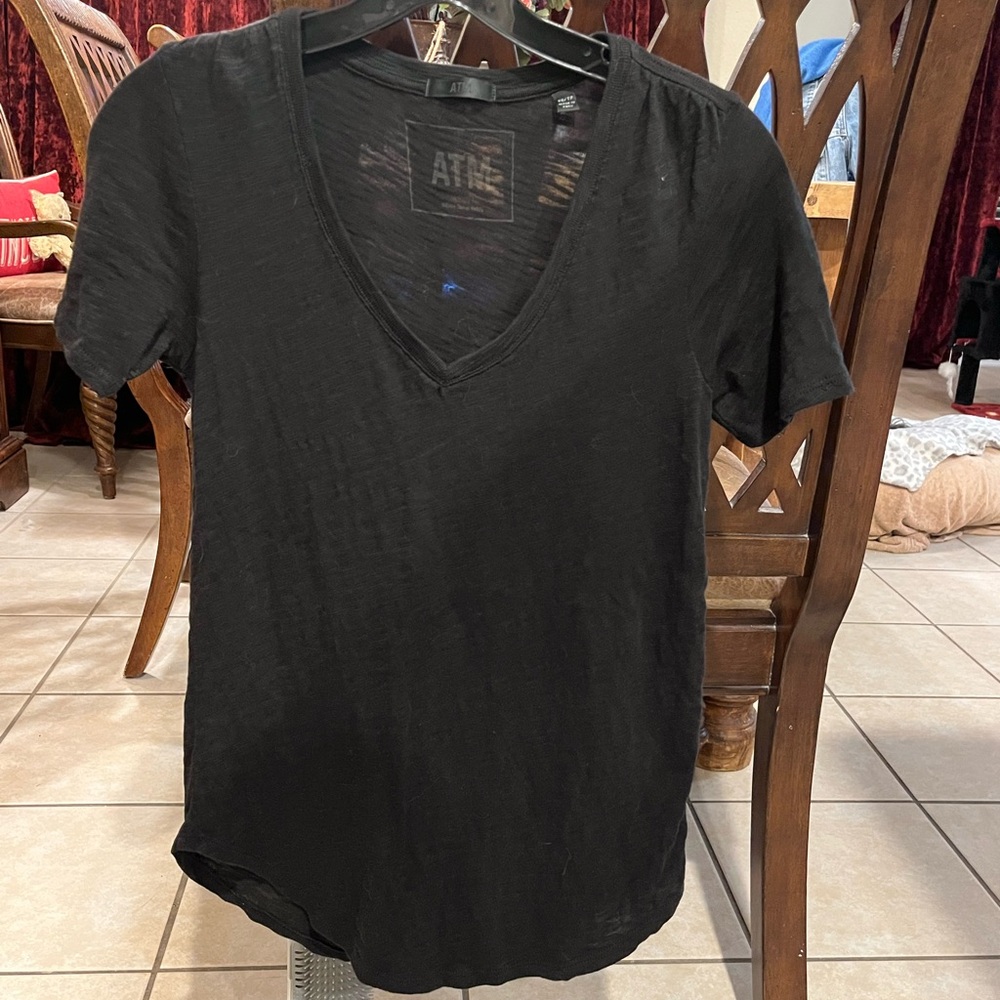 ATM Anthony Thomas Melillo Charcoal V-Neck Tee
